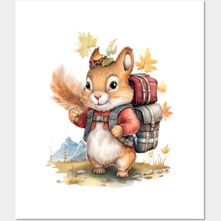 Watercolor Adventure Squirrel #3 Posters and Art